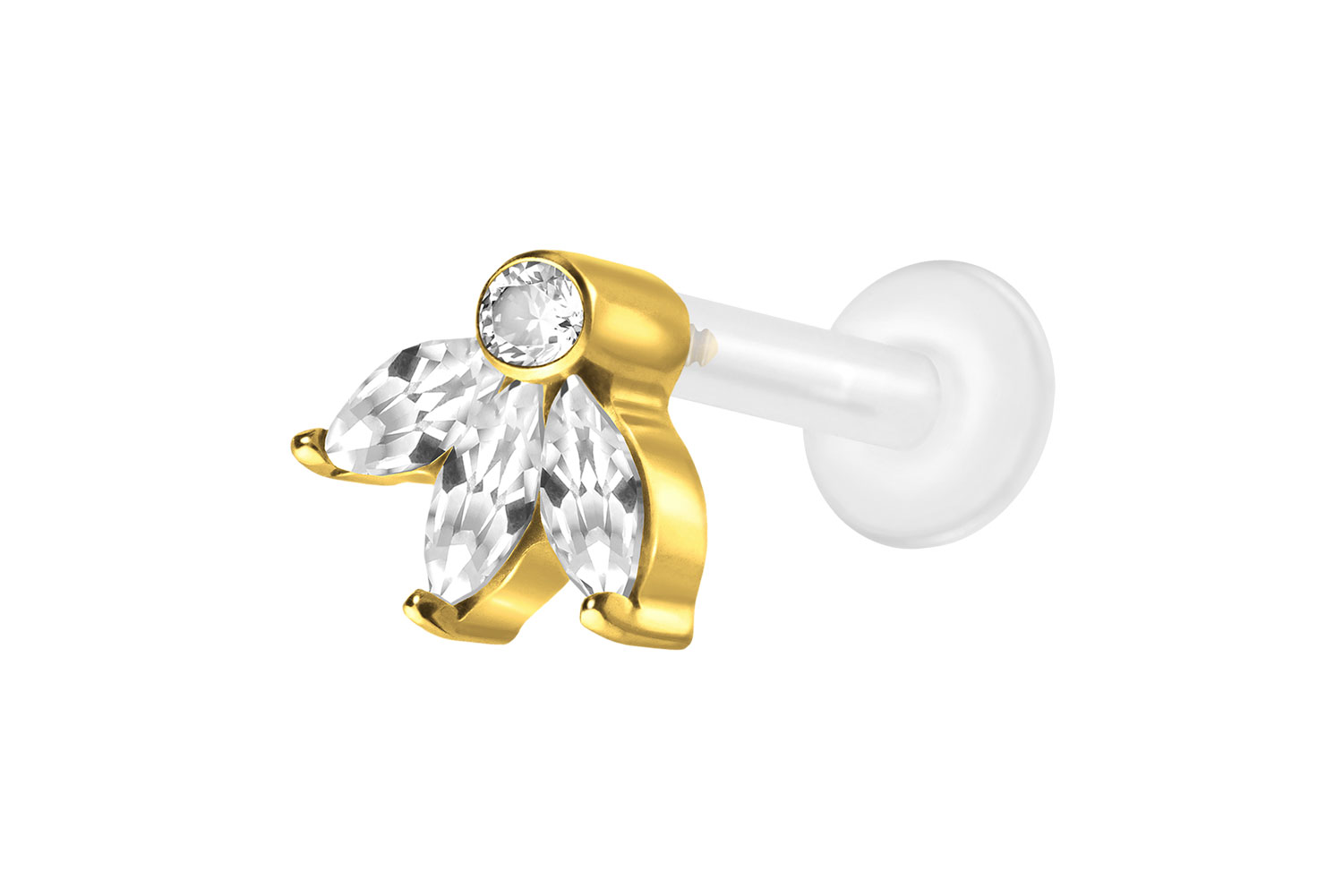 PTFE Labret Piercing mit Innengewinde + Titan-Aufsatz LOTUSBLÜTE